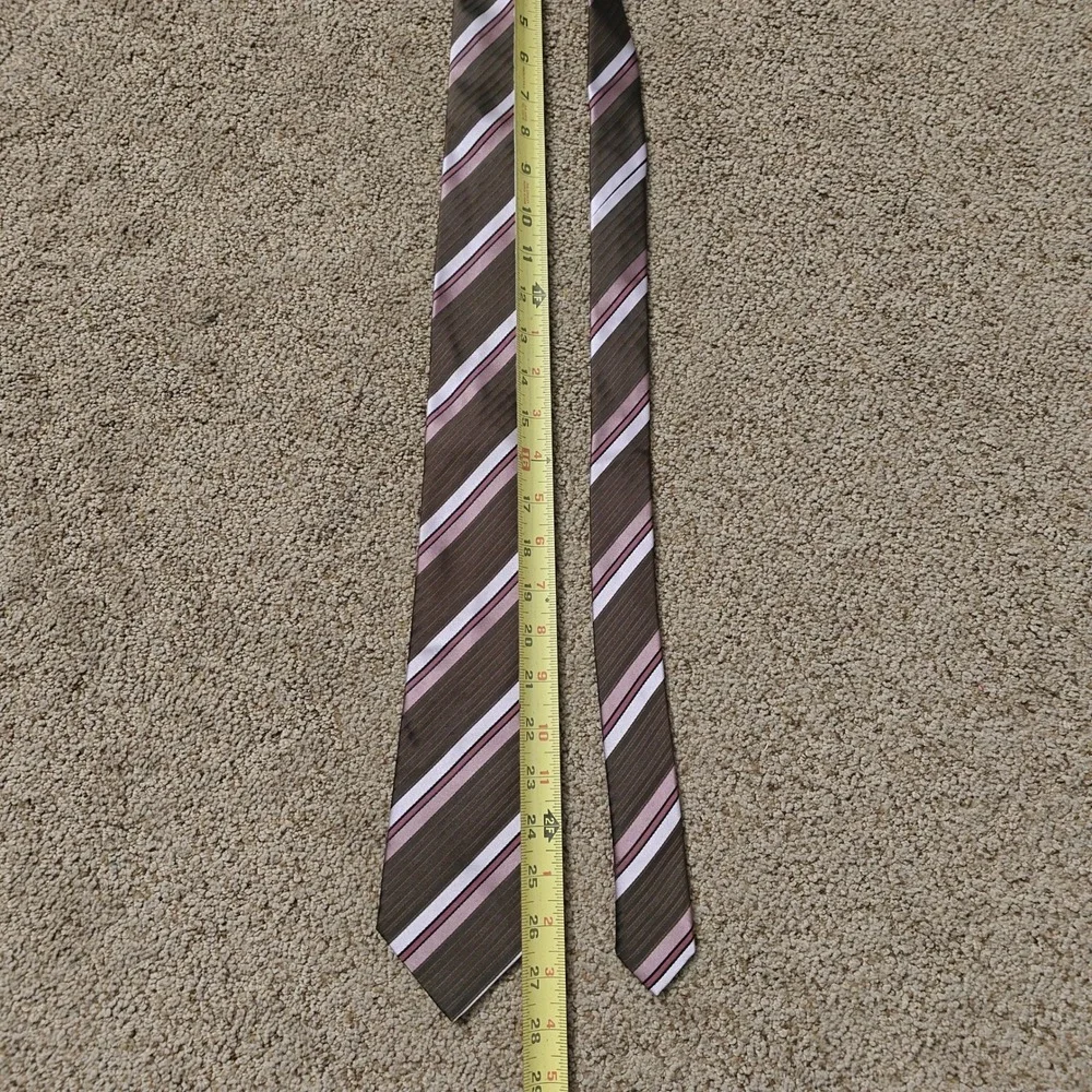 Ermenegildo Zegna Silk Striped‎ Men's Necktie Brown Pink White
